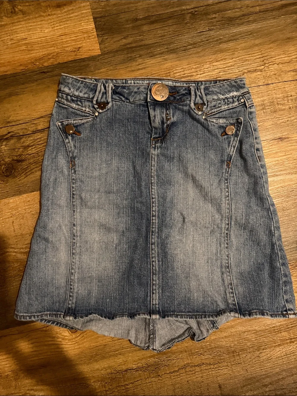 Blue Denim A-Line Mini Skirt